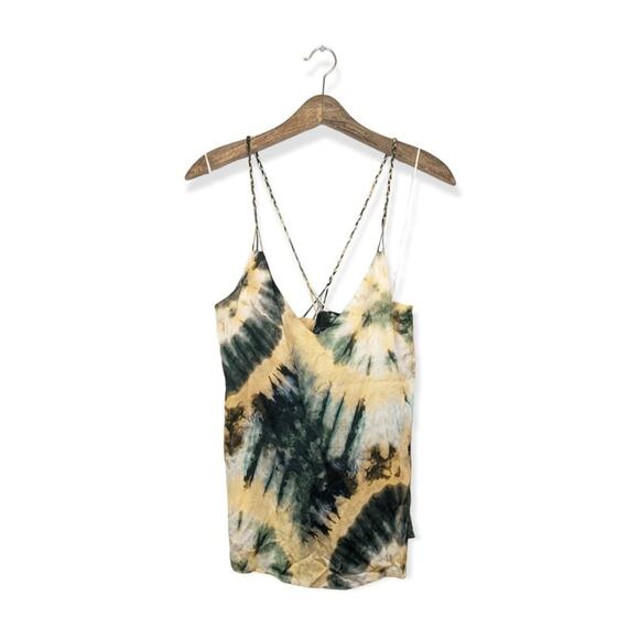 Zara Yellow Green Tie-Dye Braided Strap Tank Top Size L - Picture 1 of 8